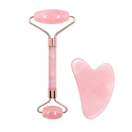 Gesichts Roller + Quarz Gua Sha Stein für die Gesichtspflege